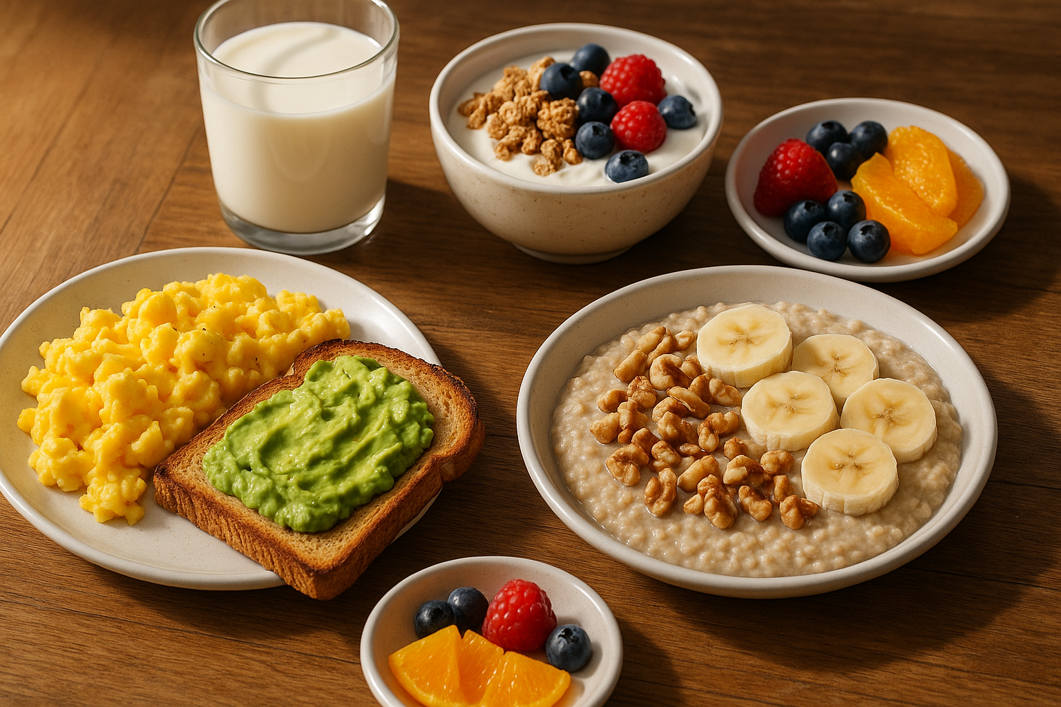QUIERO UNA IMAGEN DE DESAYUNO RICO EN PROTEINAS Y CARBOHIDRATOS